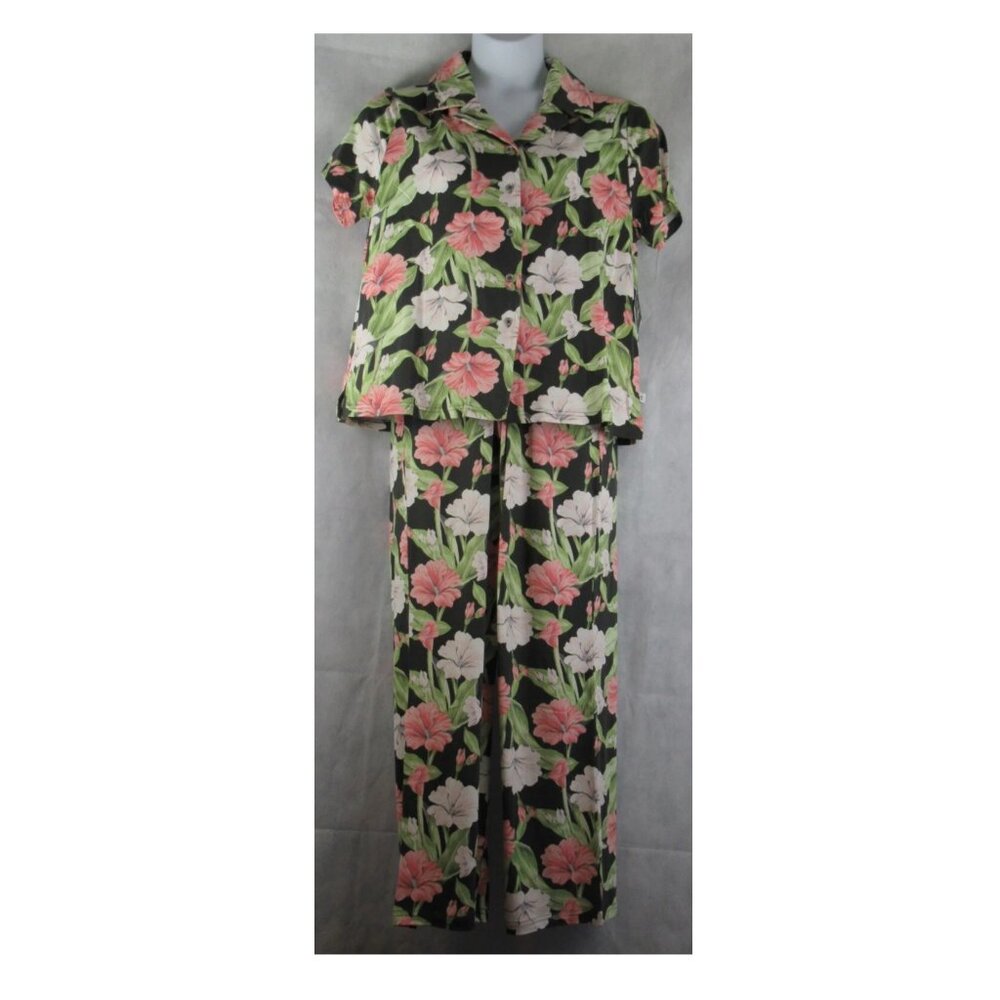 Echo Women's 2-Piece Short Sleeve Notch Collar Pajama Set, Multi Floral, Small